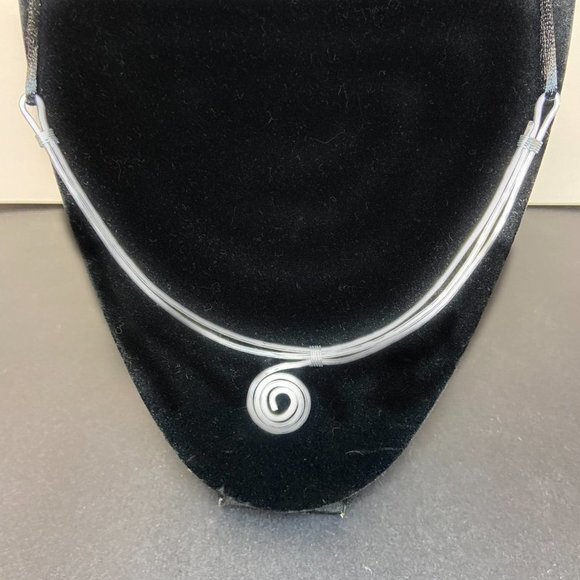 Hammered Stainless Steel Choker (bib) on Satin Cord - Picture 10 of 13